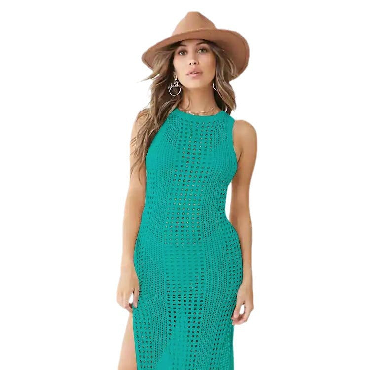 Summer Knitted Long Beach Dresses-Dresses-Green-One Size-Free Shipping Leatheretro