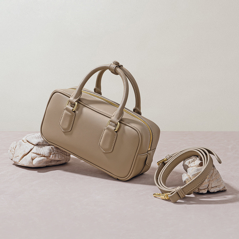 Stylish Pillow-Design Genuine Leather Shoulder Bag-Handbags-Gray-Free Shipping Leatheretro