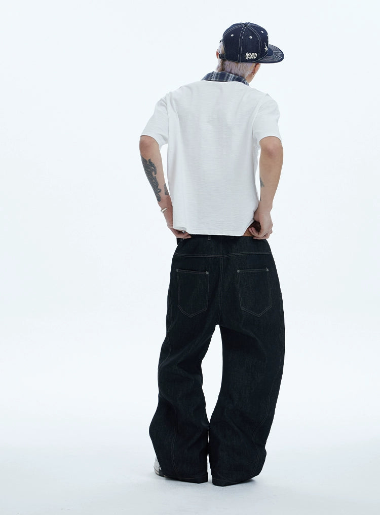 DND4DES Baggy Jeans with Curved Button Fly and Retro Wash-A-XS-Free Shipping Leatheretro