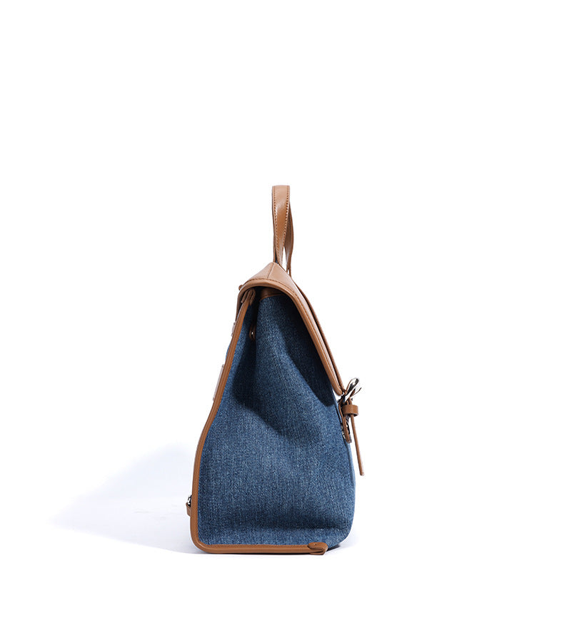 Casual Leather Denim Backpack-Backpack-Blue-Free Shipping Leatheretro