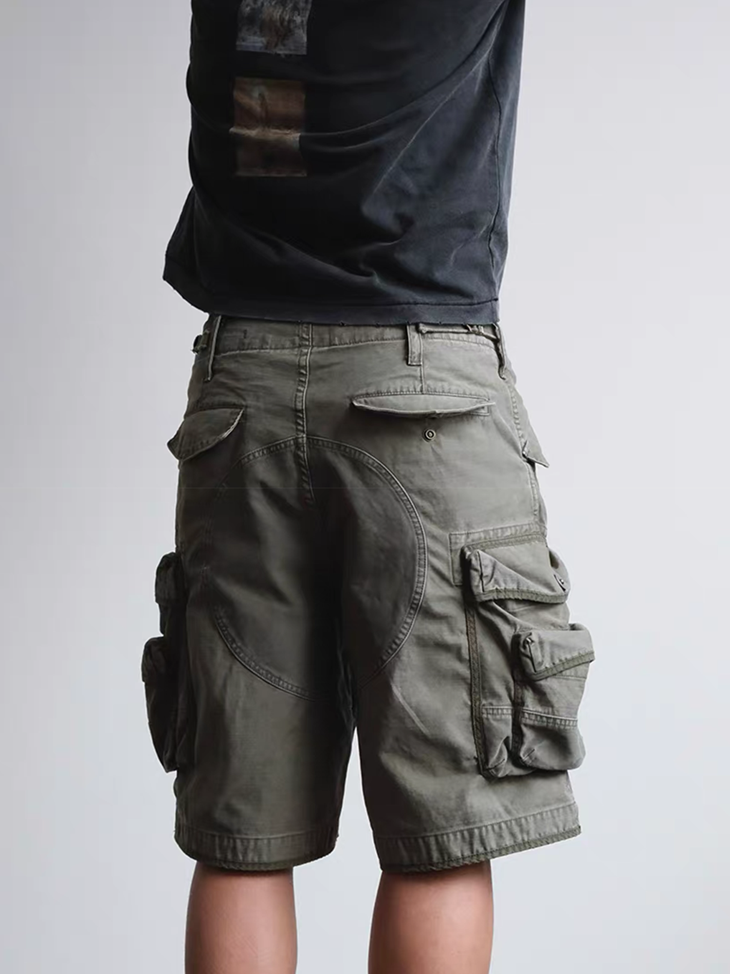 NEIGBORL Washed Multi-Pocket Cargo Shorts-Shorts-S-Khaki-Free Shipping Leatheretro