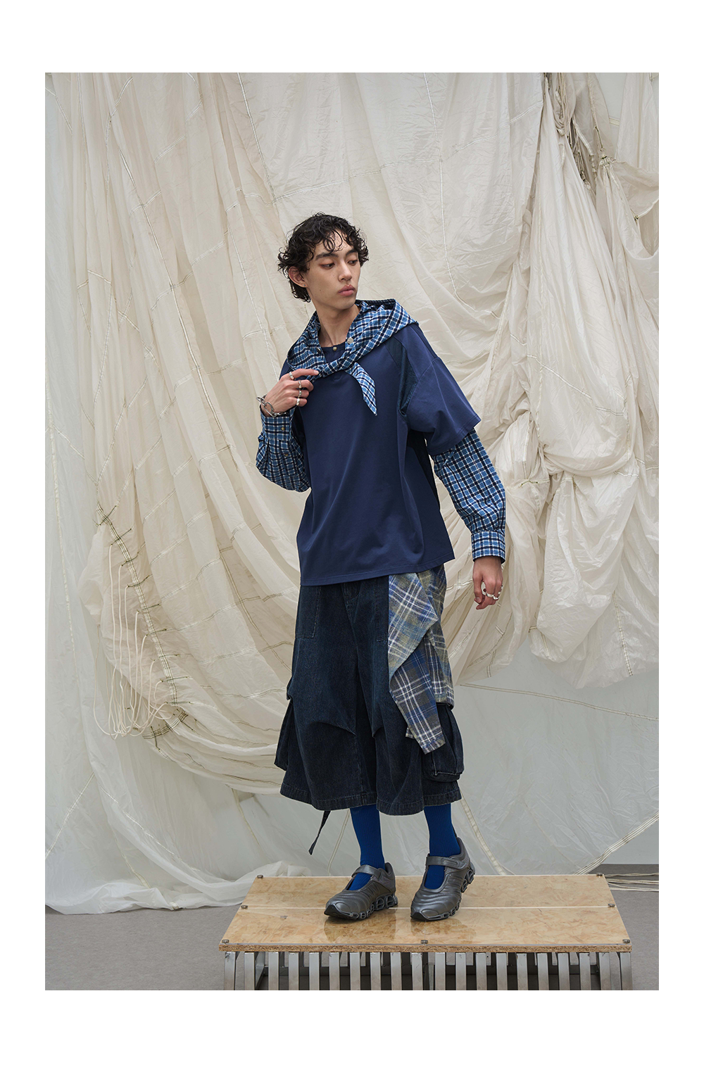 RELABEL Detachable Frill Tie-Detail Washed Denim Shorts - Distressed Blue Jeans-Blue-XS-Free Shipping Leatheretro