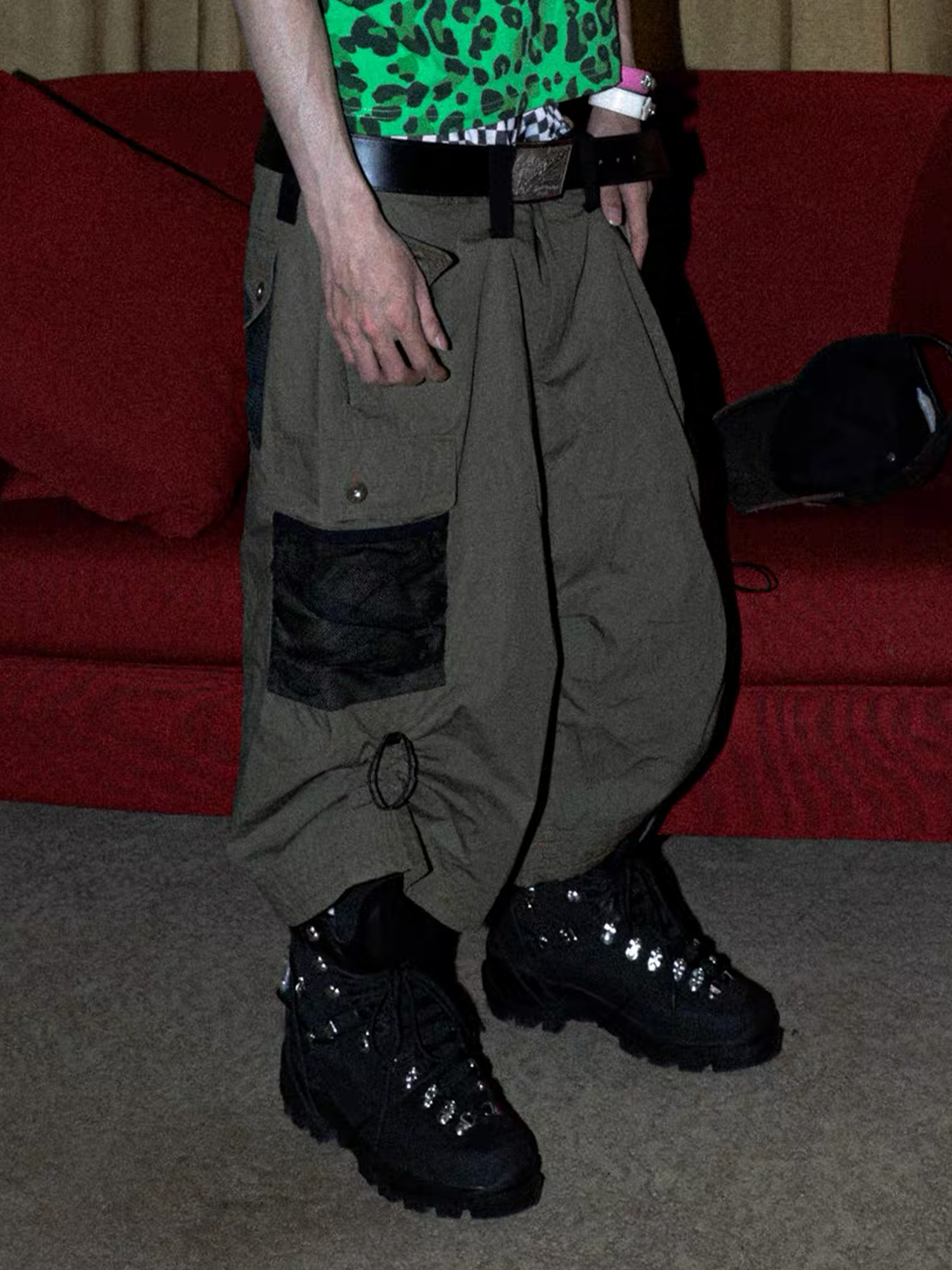 PCCVISION Contrast Panel Pleated Utility Shorts-Shorts-S (Preorder)-Free Shipping Leatheretro
