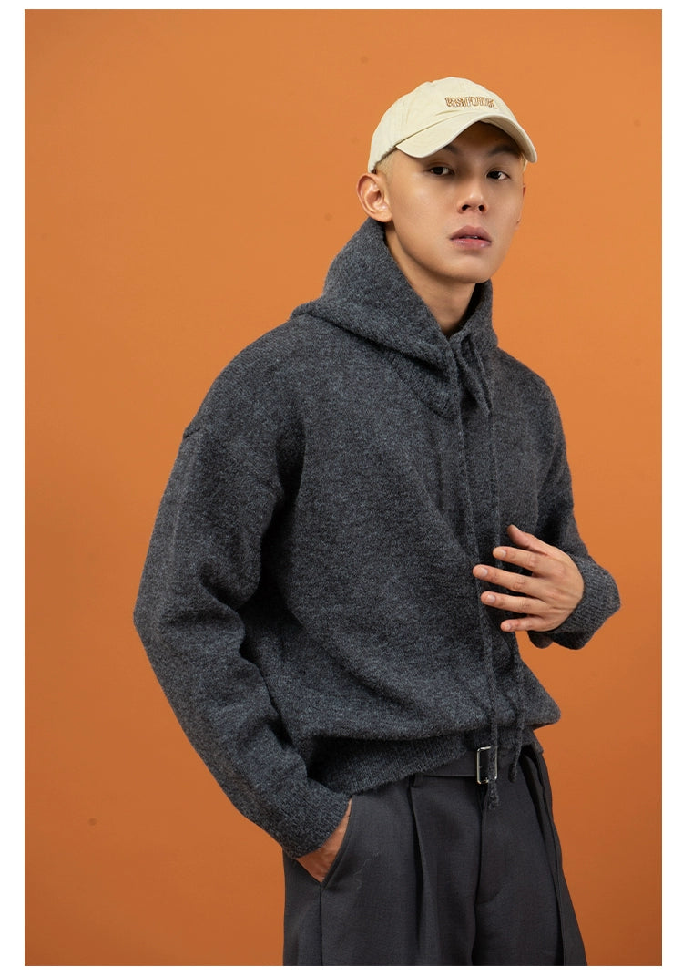 CLP Unisex Split Hoodie Snood Knit Sweater-Gray-S-Free Shipping Leatheretro