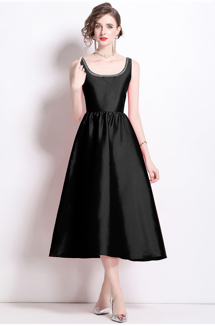 Elegant Square Neckline Sleeveless Dresses-dresses-Black-2XL-Free Shipping Leatheretro