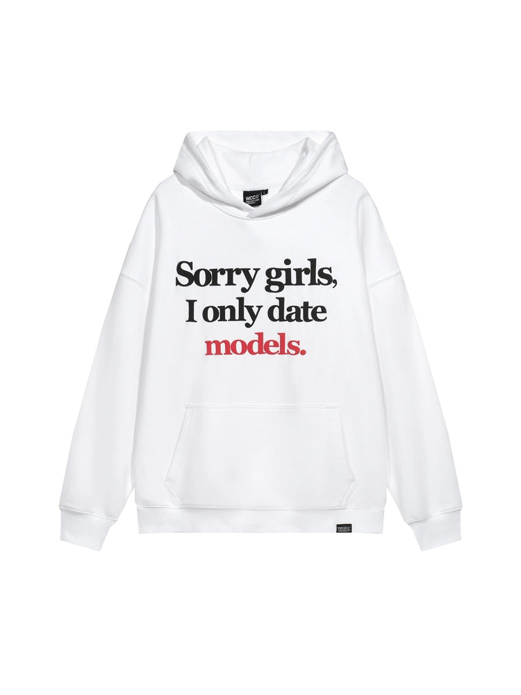 WCC SORRY GIRLS I ONLY DATE MODELS Hoodie-White-M-Free Shipping Leatheretro
