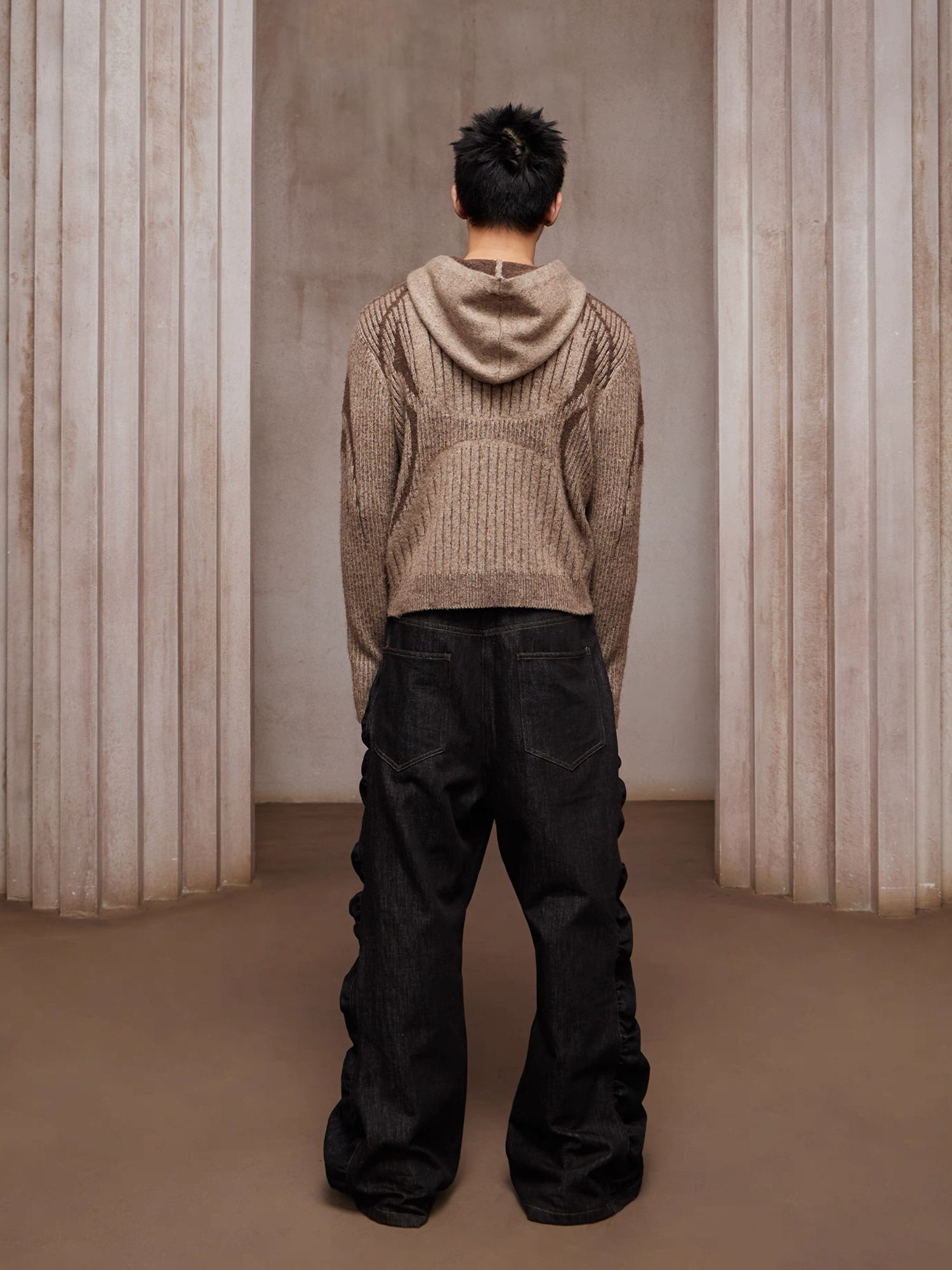 DND4DES Asym Button-Fly Ruched Baggy Jeans-Jeans-XS-Free Shipping Leatheretro