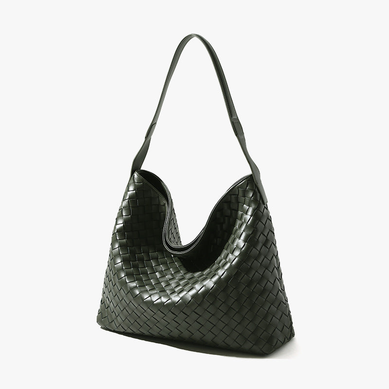 Handwoven Leather Crossbody Bag-Handbags-Green-Free Shipping Leatheretro