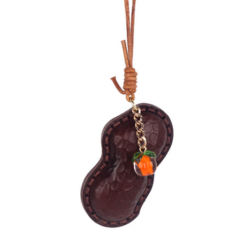 Handmade Genuine Leather Peanut Design Car Rearview Mirror Keychain-Chains-Brown-Free Shipping Leatheretro