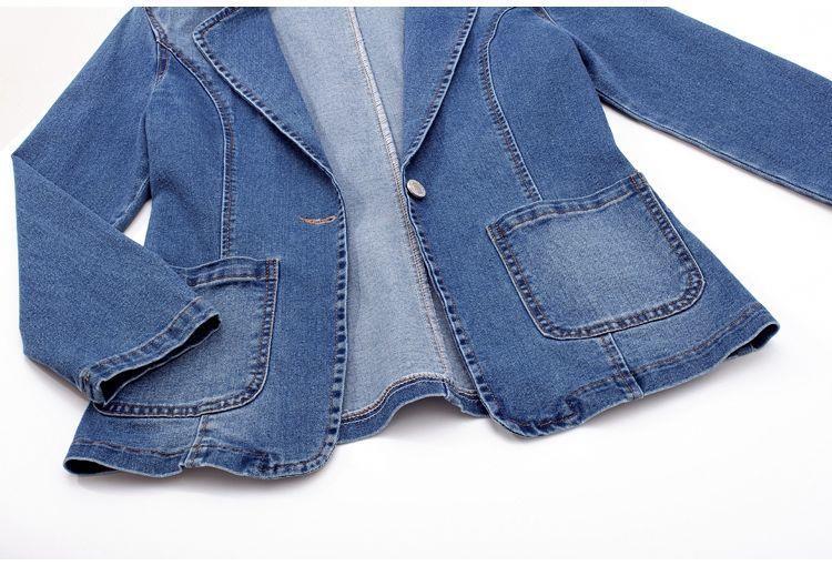 Fashion Spring Denim Blazer Jacket-Outerwear-blue-M Under 45kg-Free Shipping Leatheretro