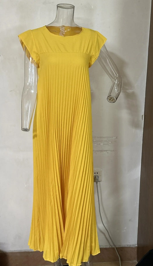 Casual Round Neck Sleeveless Women Long Dresses-Dresses-Yellow-XS-Free Shipping Leatheretro