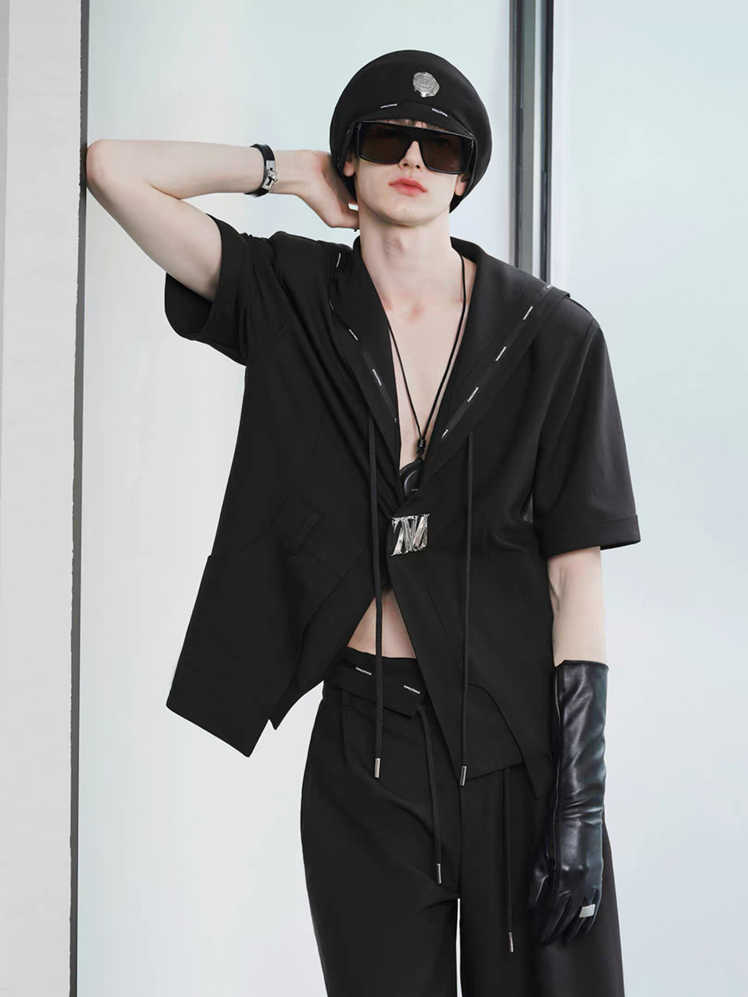 TIWILLTANG Minimal Sailor Collar Shirt-Shirt-S-White-Long-Free Shipping Leatheretro