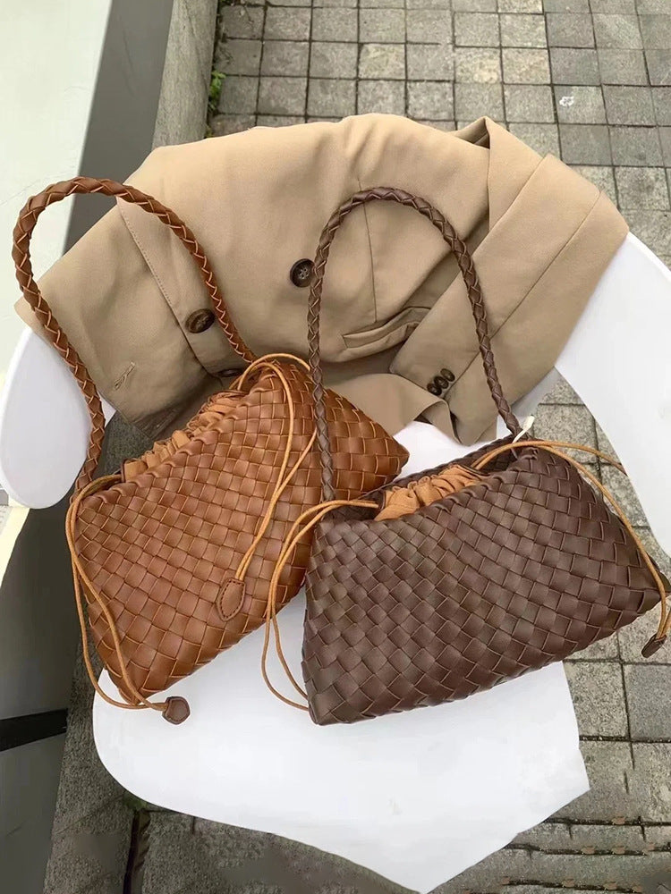 Retro Genuine Leather Woven Handbag for Women-Handbags-Ivory-Free Shipping Leatheretro