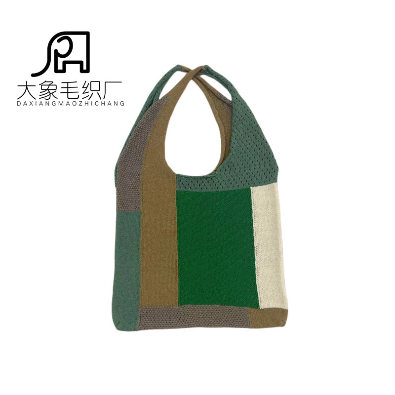 Vintage Knitted Shoulder Bags for Women-Handbags-Dark Green-Free Shipping Leatheretro