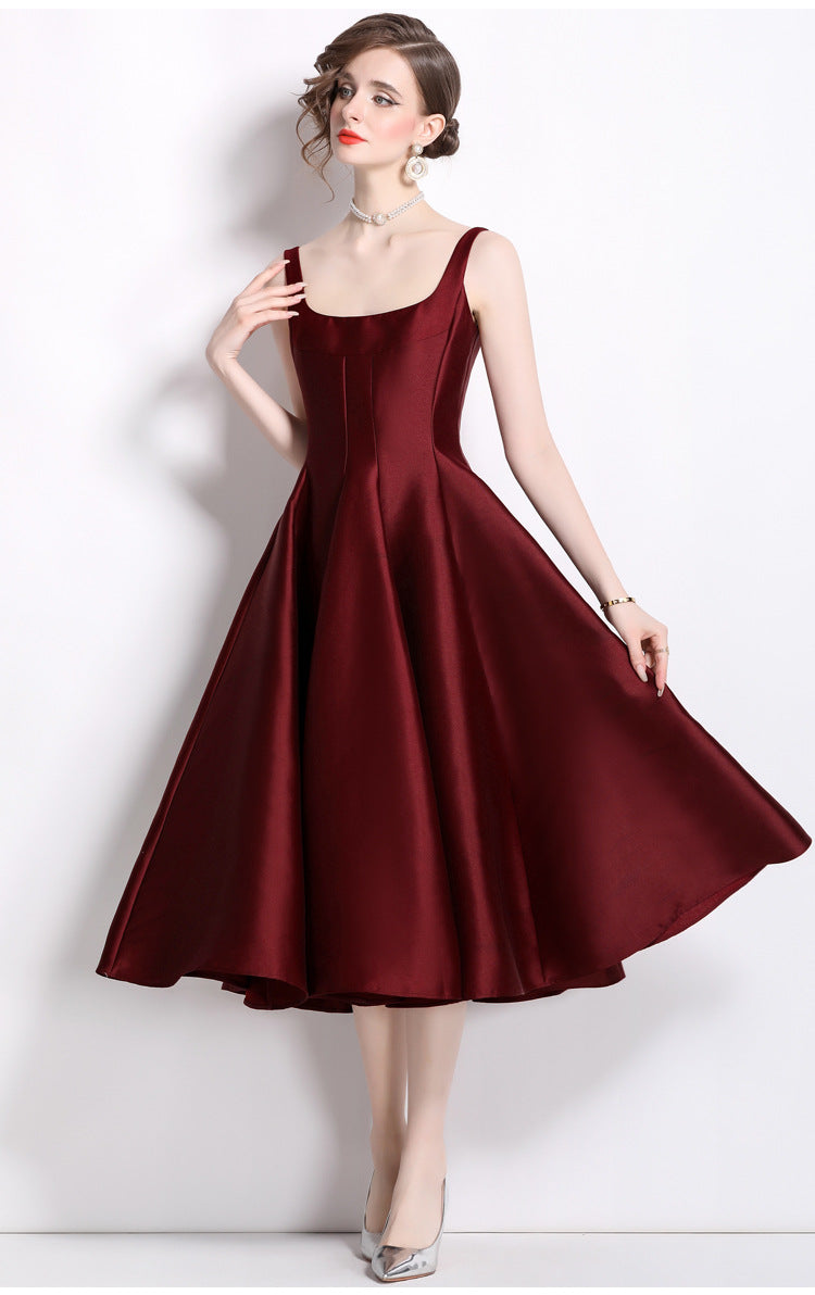 Vintage Simple Ball Evening Party Dresses-Dresses-Wine Red-2XL-Free Shipping Leatheretro