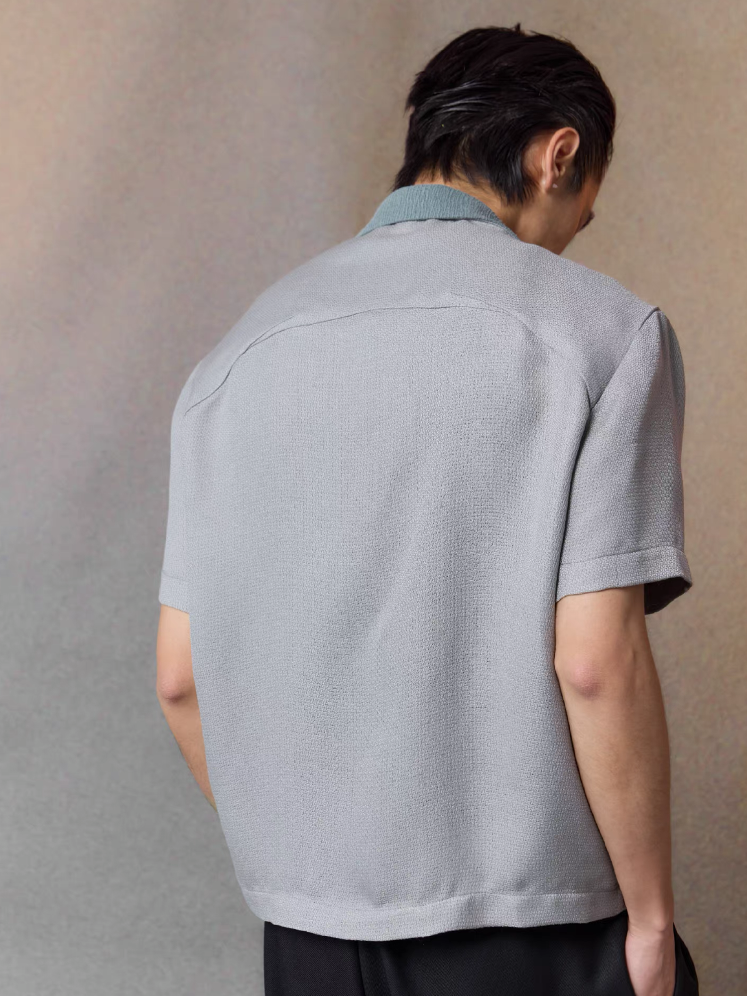 ALVNG AR ANTS Asymmetrical Contrast Spliced Linen Half Shirt-Half shirt-S-Blue-Free Shipping Leatheretro