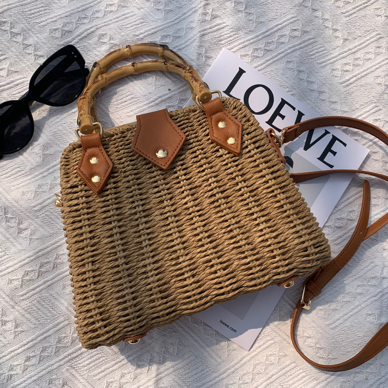 Handwoven Straw & Paper Rope Bag for Women-Khaki-Free Shipping Leatheretro