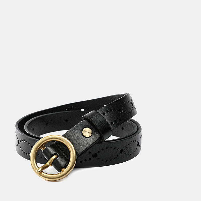 Women's Genuine Leather Belt-Green-105-125-Free Shipping Leatheretro