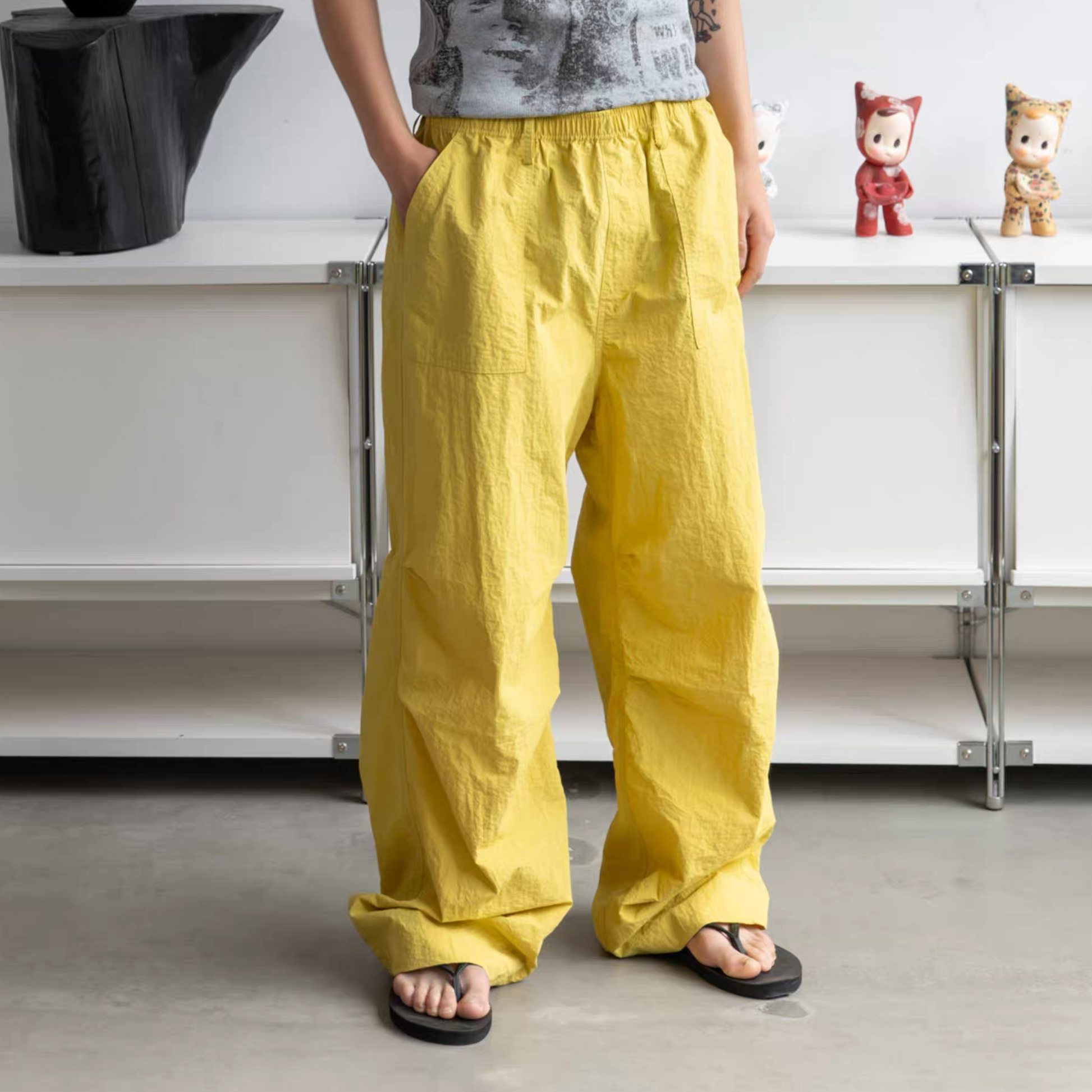 NIANJIUYIKOUER Nylon Paratrooper Straight-Leg Pants-Pants-XS-Orange-Free Shipping Leatheretro