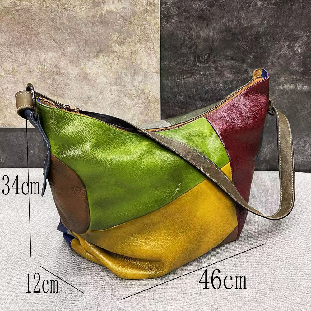 Large Genuine Leather Crossbody Sling Bag-Colorful-Free Shipping Leatheretro