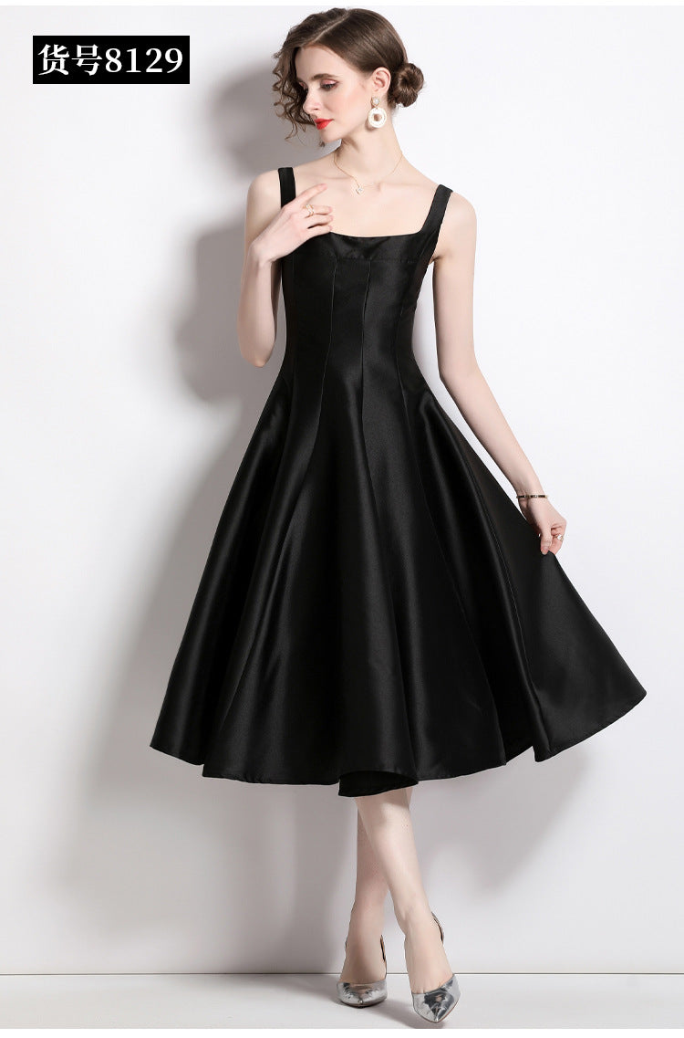 Vintage Simple Ball Evening Party Dresses-Dresses-Black-2XL-Free Shipping Leatheretro