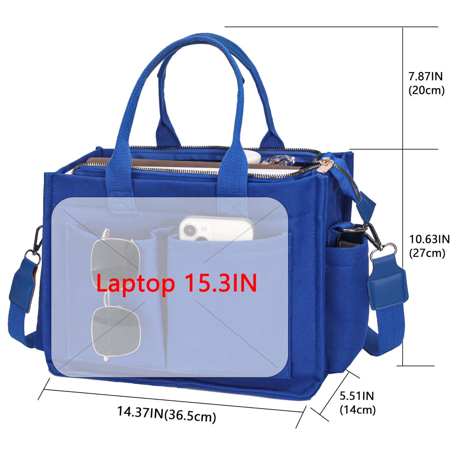 Large Canvas Tote Bag Laptop Crossbody Bag, Spacious Mom Diaper Bag-Canvas Bag-Black-A-Free Shipping Leatheretro