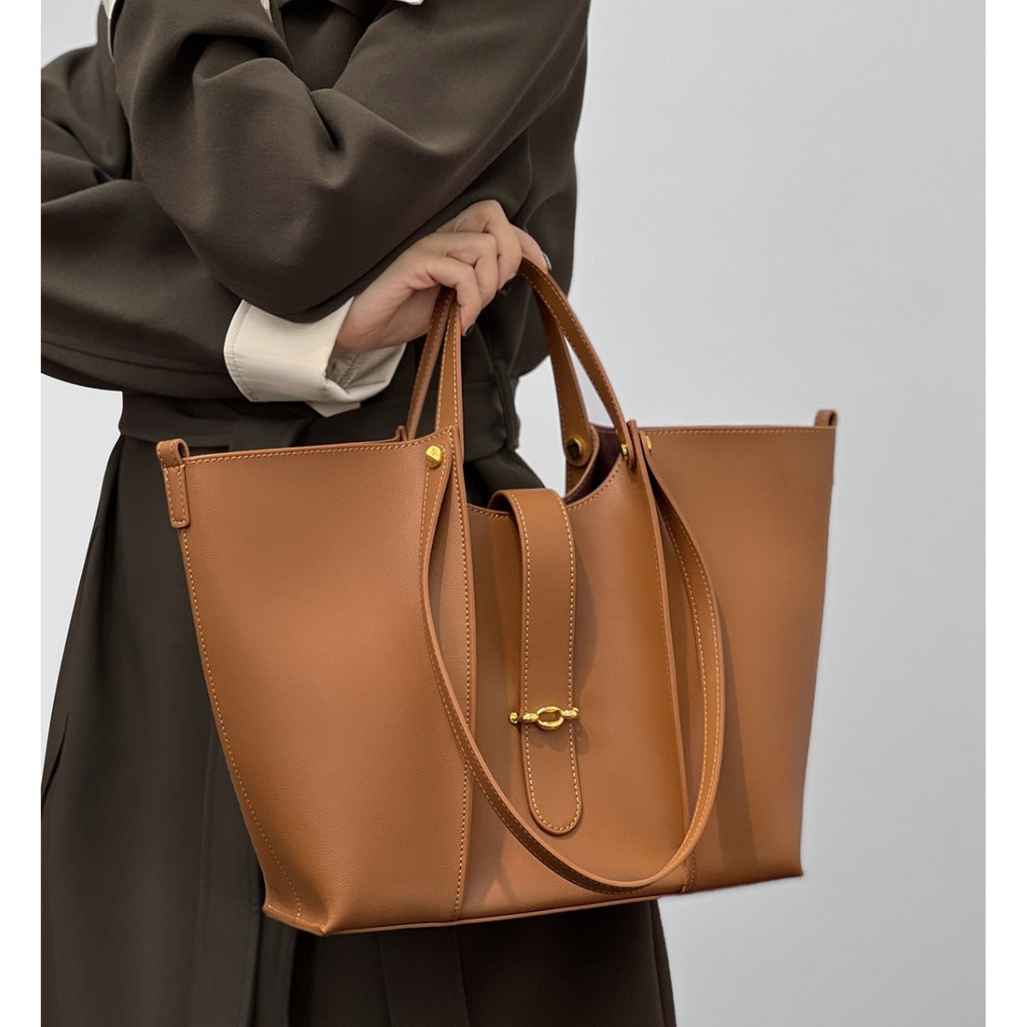 Stylish Leather Large Tote Bag for Women-Handbags-Brown-30*11*26cm-Free Shipping Leatheretro
