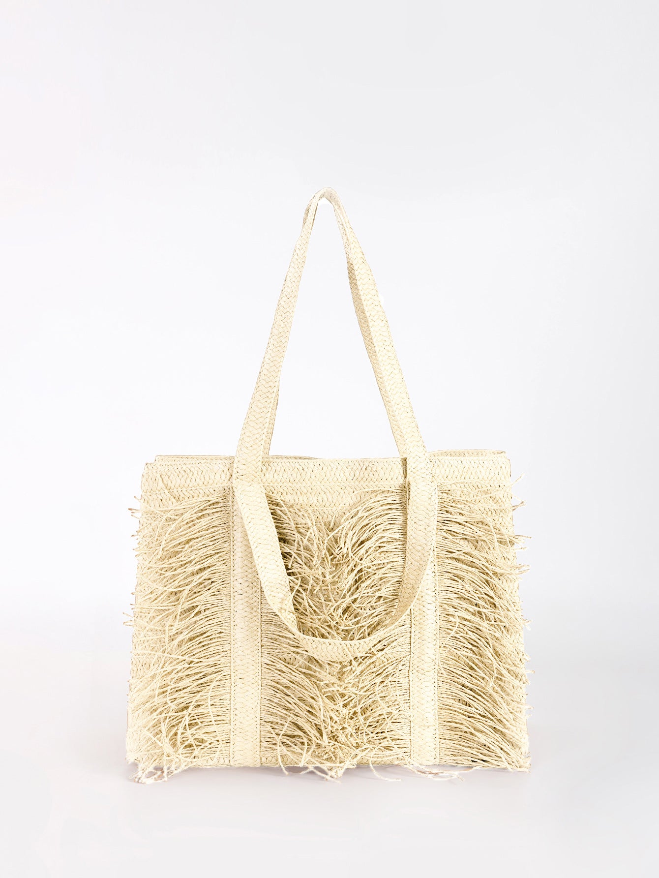 Handwoven Straw Women's Tote Bag Boho Beach Bag-apricot-Free Shipping Leatheretro