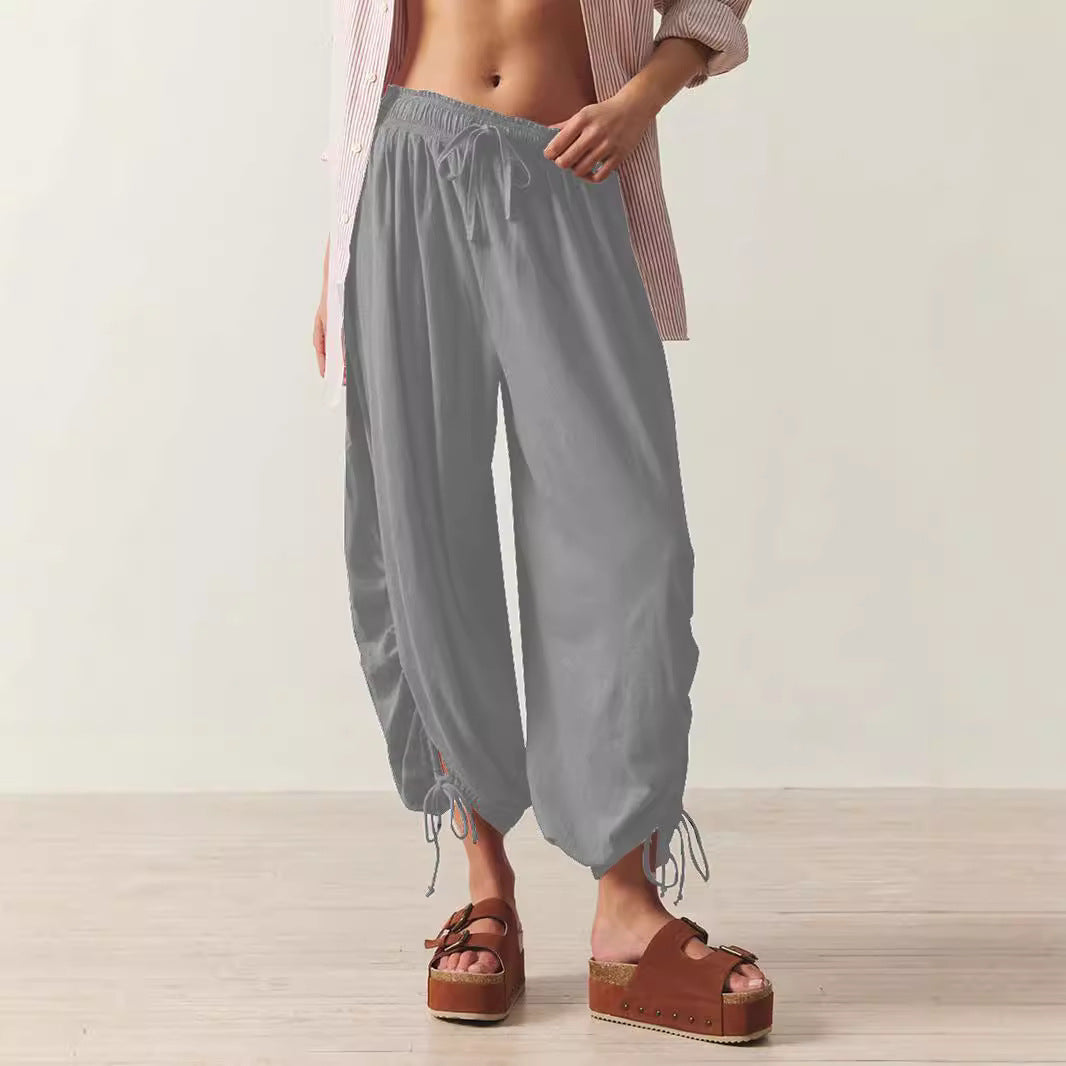 Casual Summer Drawstring Women Pants-Pants-Black-S-Free Shipping Leatheretro