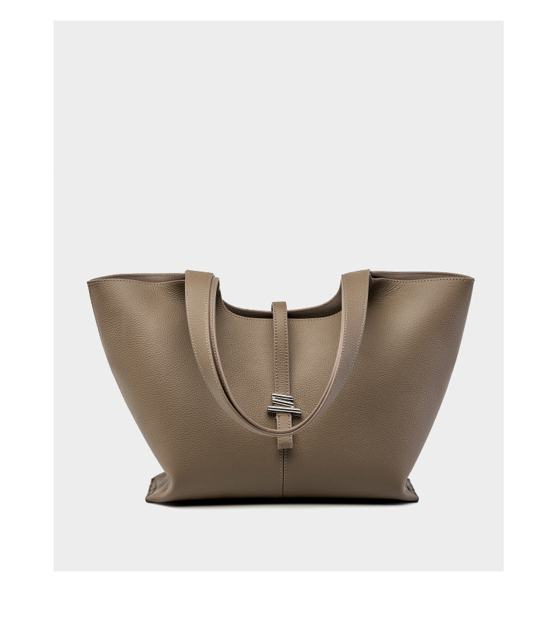 Premium Genuine Leather Bell Tote Bag-Handbags-Black-Free Shipping Leatheretro