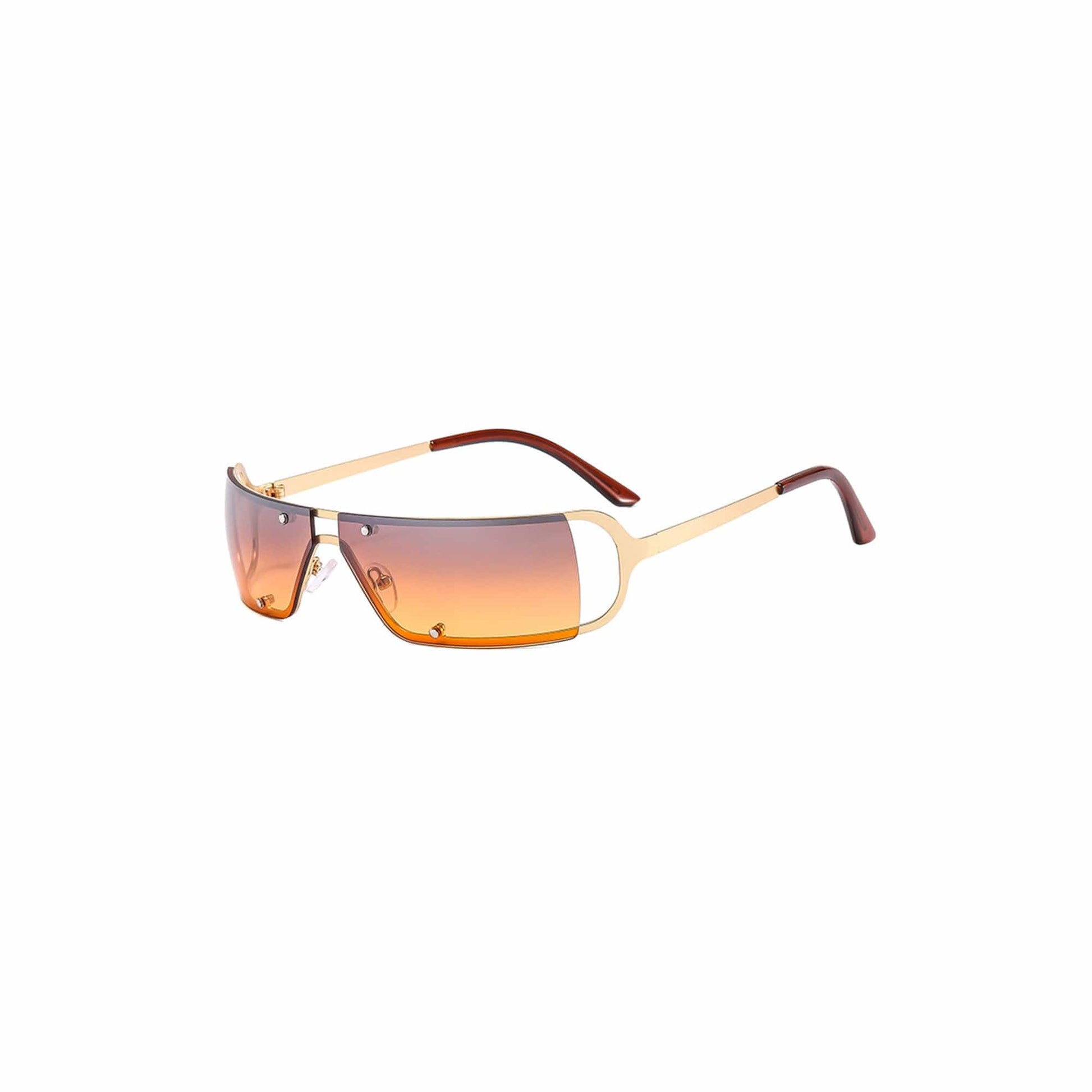 DAMAGE ASIA OPTICALS Modern Rivet Square Frame Sunglasses-Sunglasses-One Size-Orange-Free Shipping Leatheretro