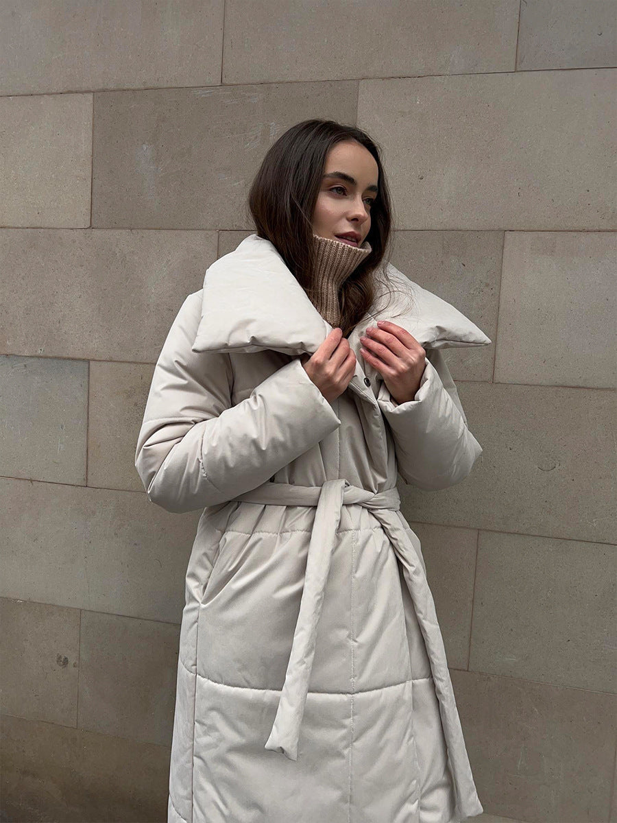 Casual Stand Collar Winter Cotton Hoodie Jacket Coats-Outerwear-Ivory-S-Free Shipping Leatheretro