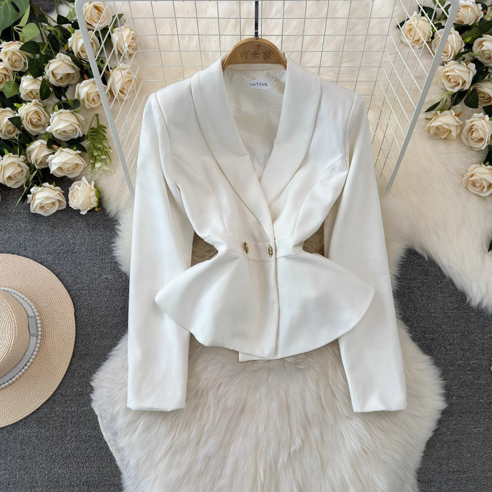 Fashion Long Sleeves Blazers and Sheath Skirts for Women-suits-White-S-Free Shipping Leatheretro