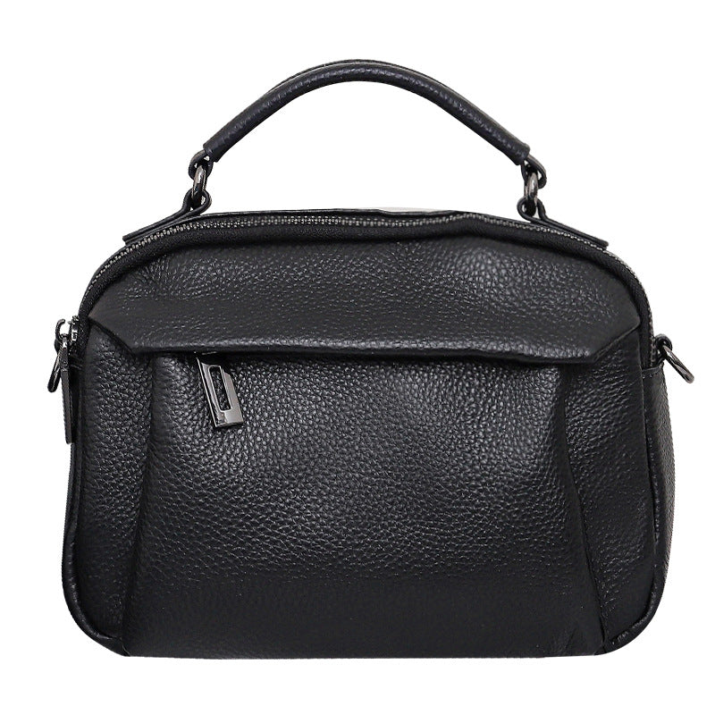 Genuine Leather Women's Handbag-black-22CM*8CM*17CM-Free Shipping Leatheretro