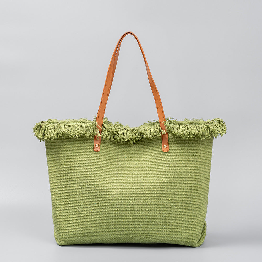 Stylish Canvas Tote Bag-Light green-50*10*35CM-Free Shipping Leatheretro