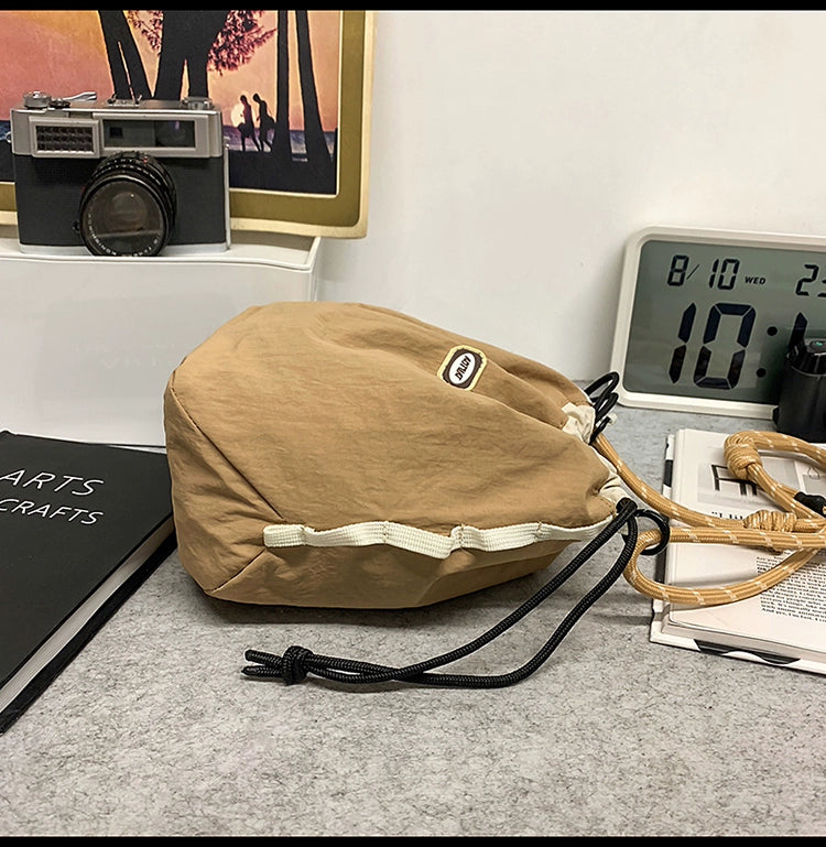 BOOM Colorblock Crossbody Bag - Versatile Drawstring Bucket Bag-Black rope-Free Shipping Leatheretro