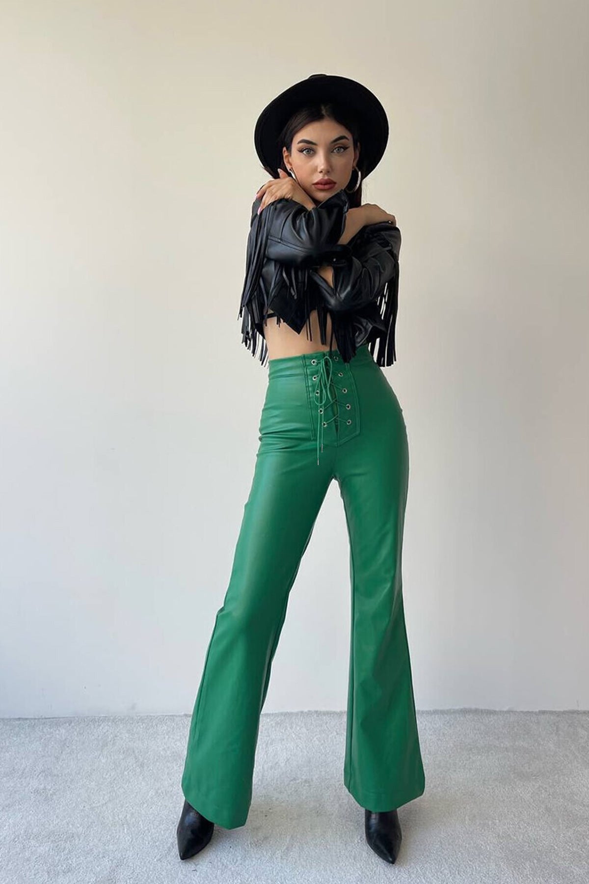 Sexy High Waist Trumpet Long Pants-Pants-Green-S-Free Shipping Leatheretro