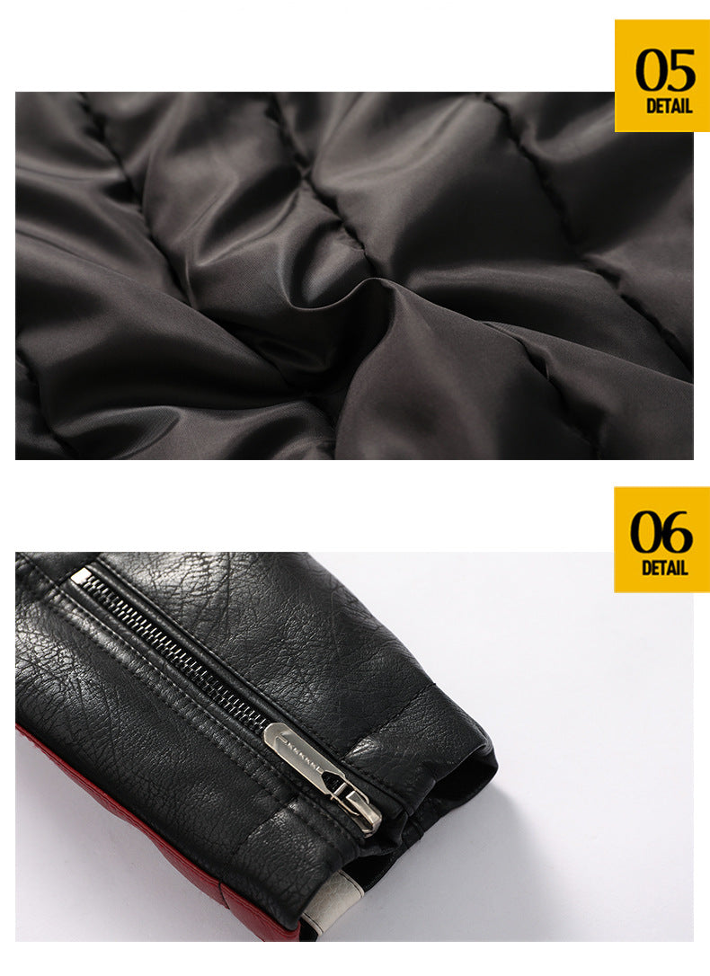 Men's Winter Motorcycle Faux Leather Jacket-red-EUR S-Free Shipping Leatheretro