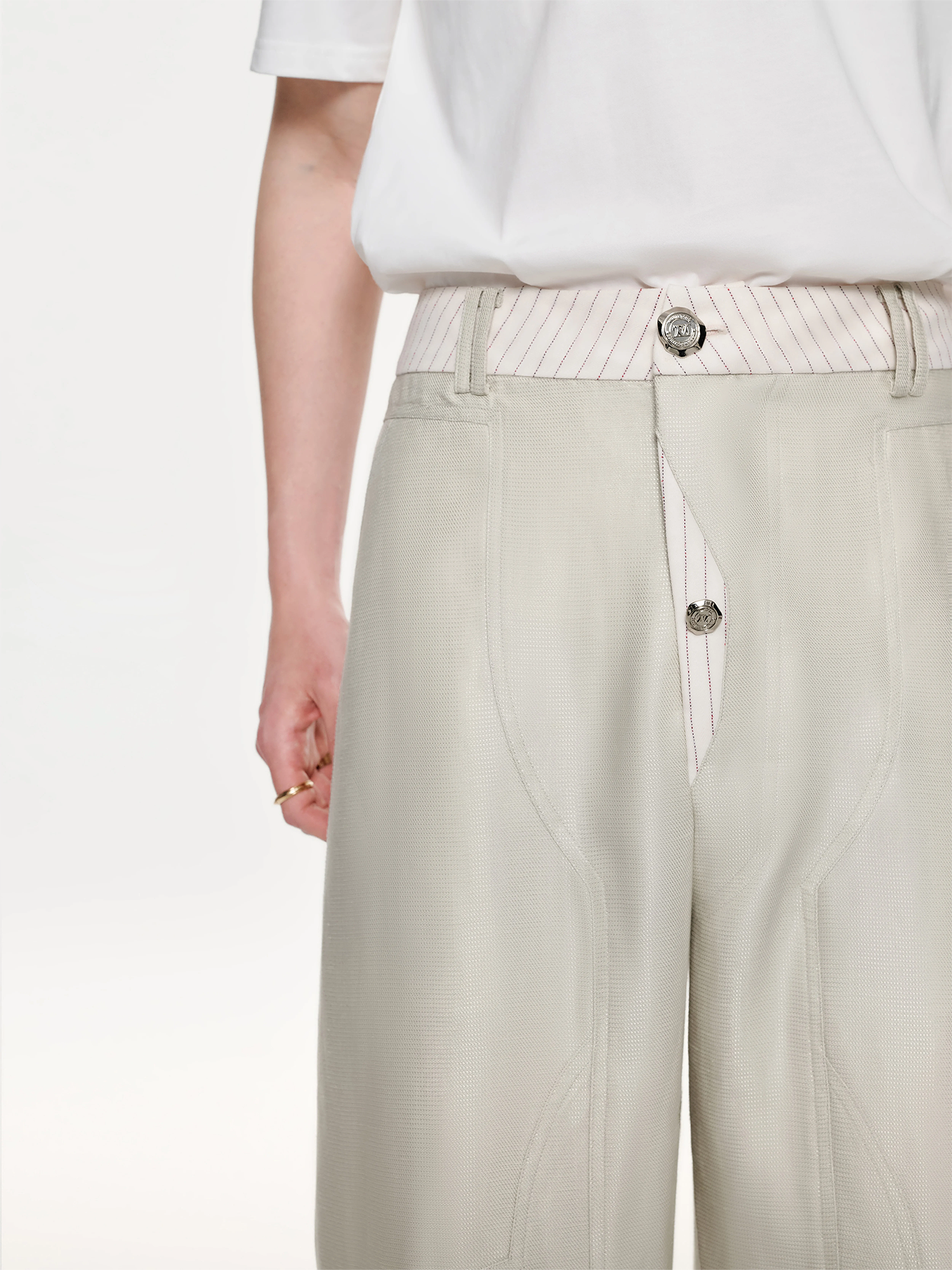 TIWILLTANG Contrast Panel Straight-Leg Pants-Pants-S / 28-31“-Free Shipping Leatheretro