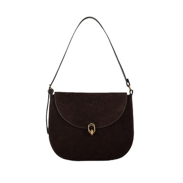 Luxury Suede Leather Women's Underarm Bag-8918棕色（配有两条肩带）-Free Shipping Leatheretro