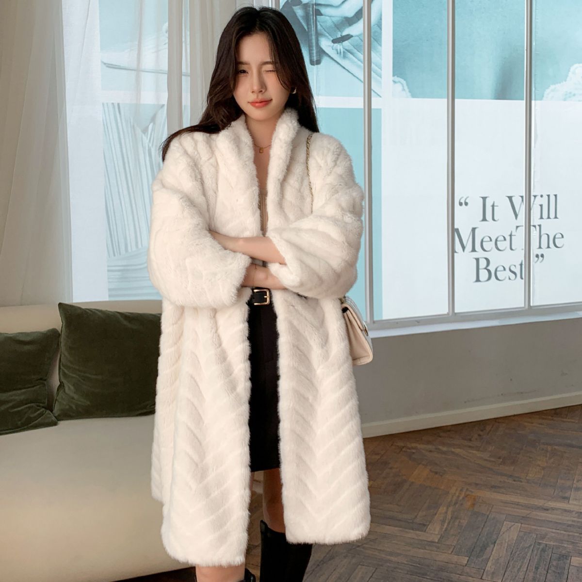 Fashion Faux Fur Warm Overcoats for Women-Outerwear-Ivory-S-Free Shipping Leatheretro