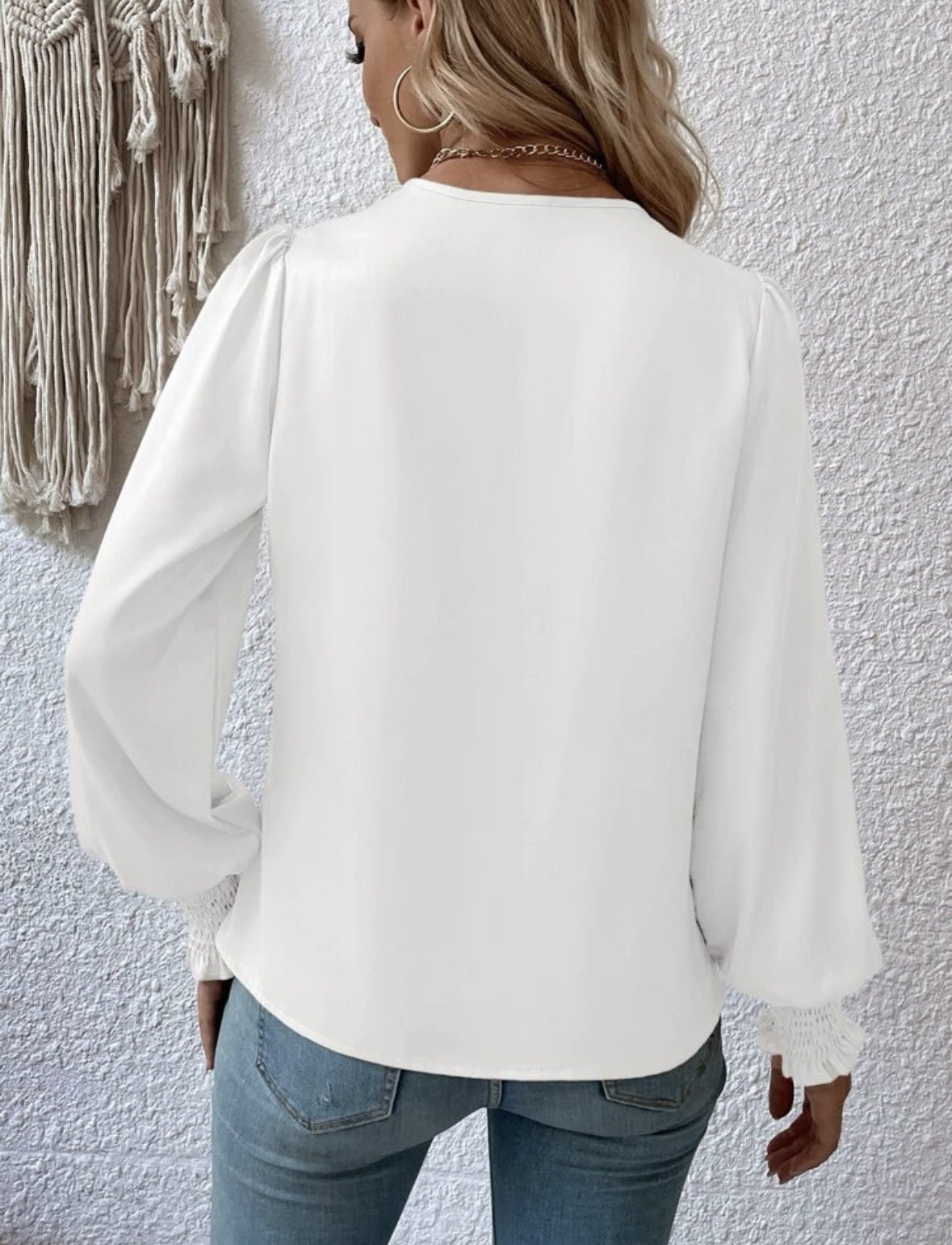 Elegant V Neck Long Sleeves Blouses Shirts-Shirts & Tops-White-S-Free Shipping Leatheretro