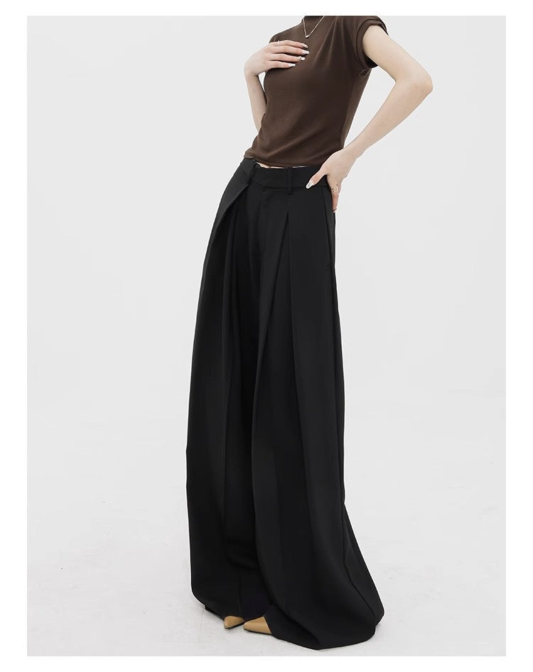 Casual High Waist Loose Wide Legs Pants-Pants-Black-S-Free Shipping Leatheretro