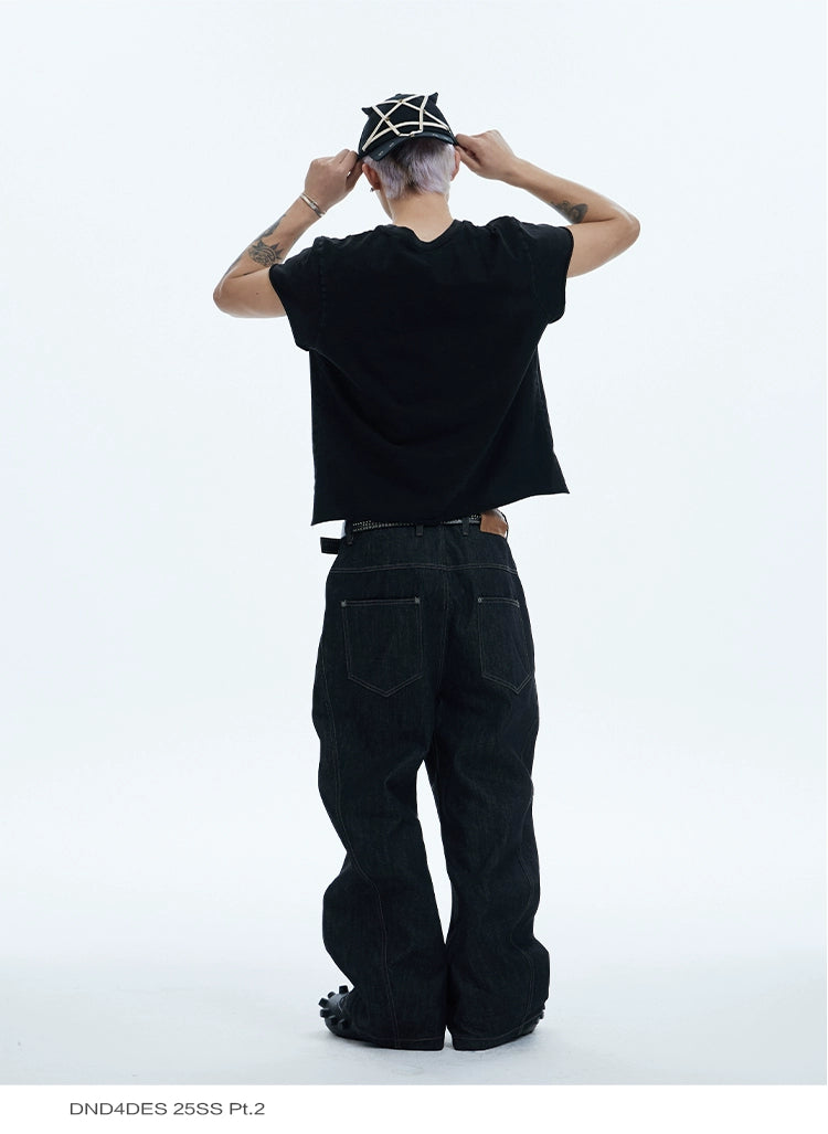 DND4DES Baggy Jeans with Curved Button Fly and Retro Wash-A-XS-Free Shipping Leatheretro