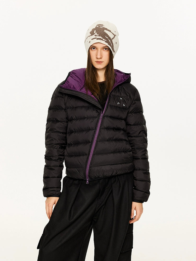 KREATE Color-Block Down Jacket with 90% White Duck Down-Black-S-Free Shipping Leatheretro