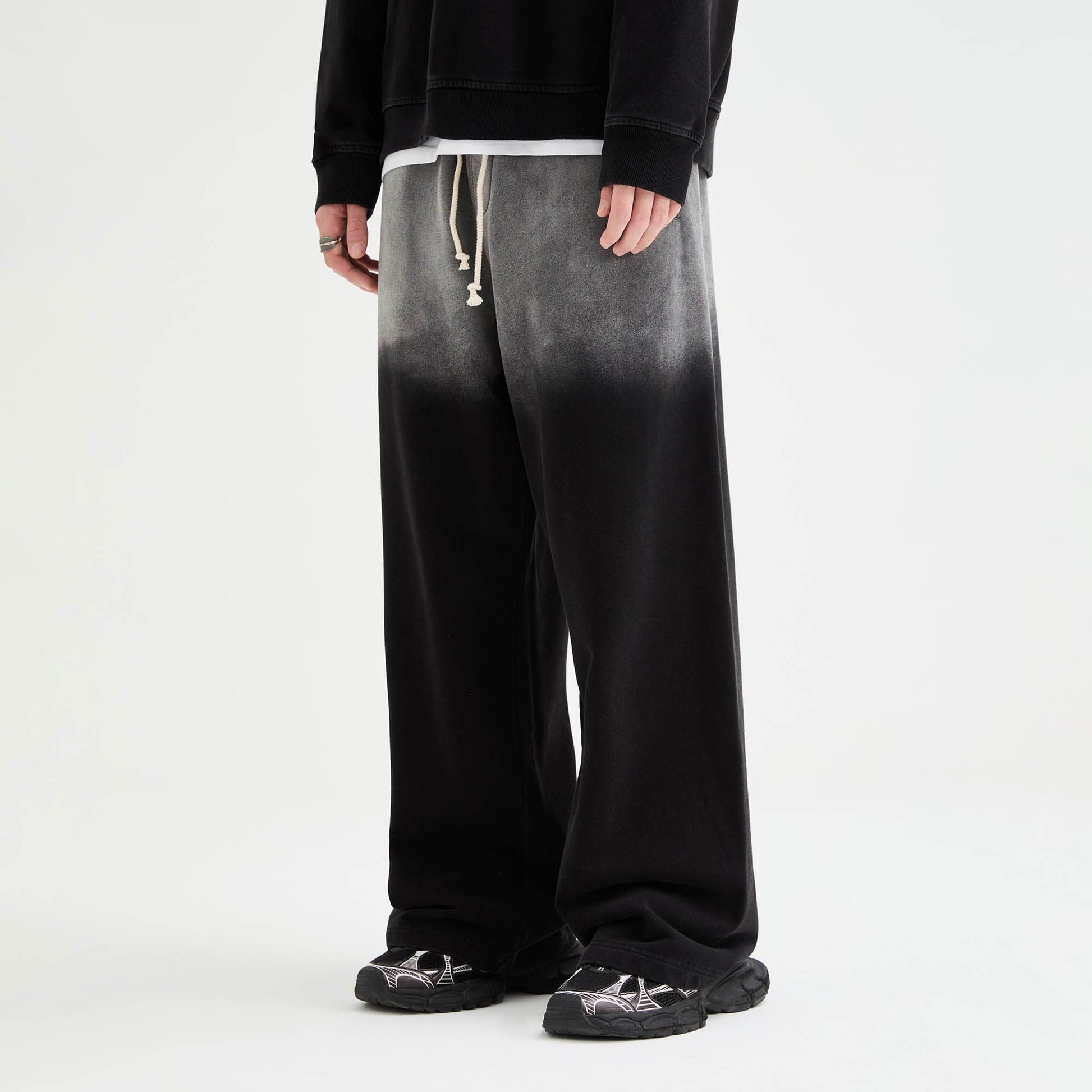 ORGANIC EMOTION Gradient Straight-Leg Drawstring Sweatpants-Pants-S-Black-Free Shipping Leatheretro