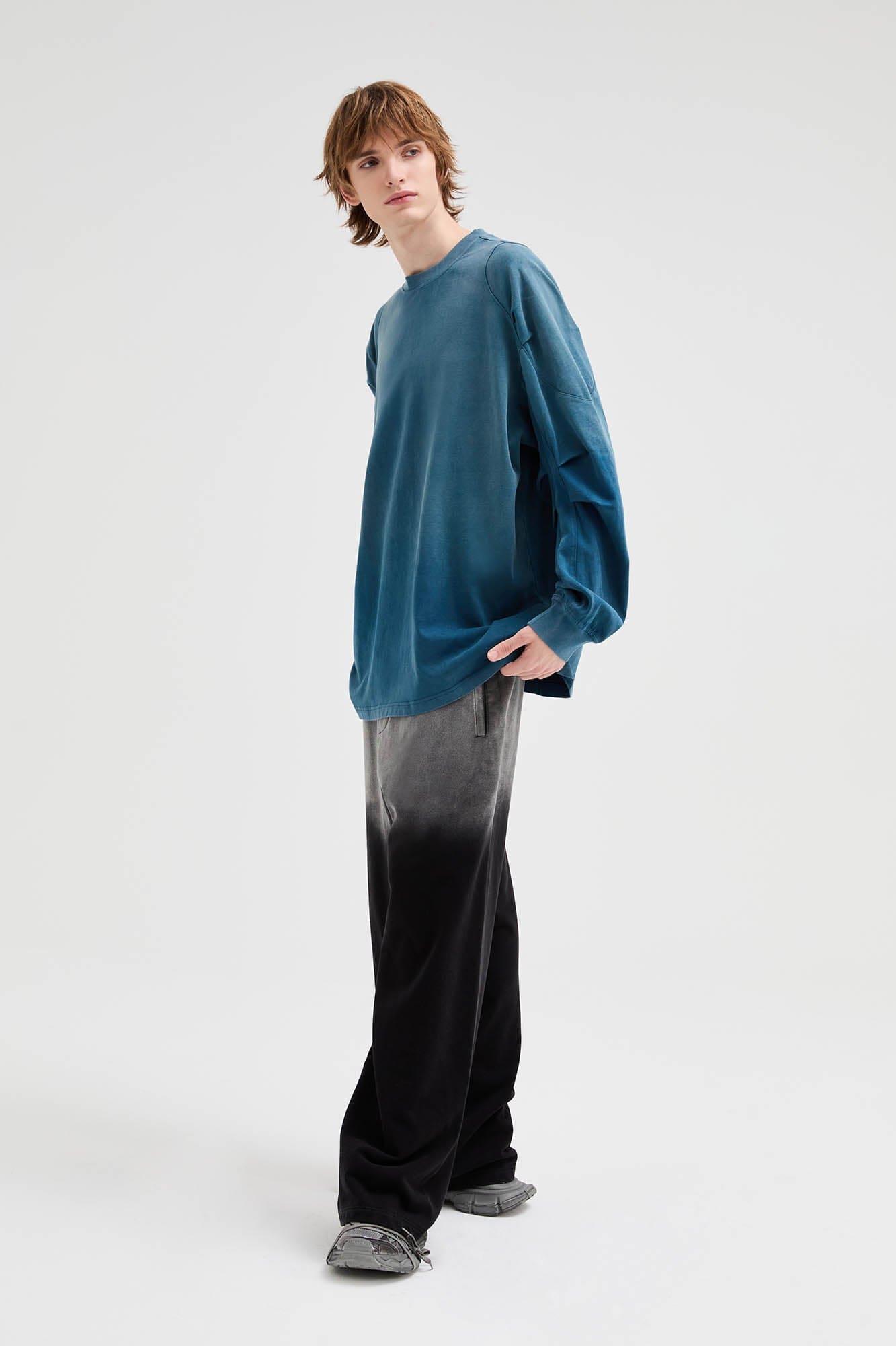 ORGANIC EMOTION Iceberg Gradient Long-Sleeve Tee-L/S Tee-S-Free Shipping Leatheretro