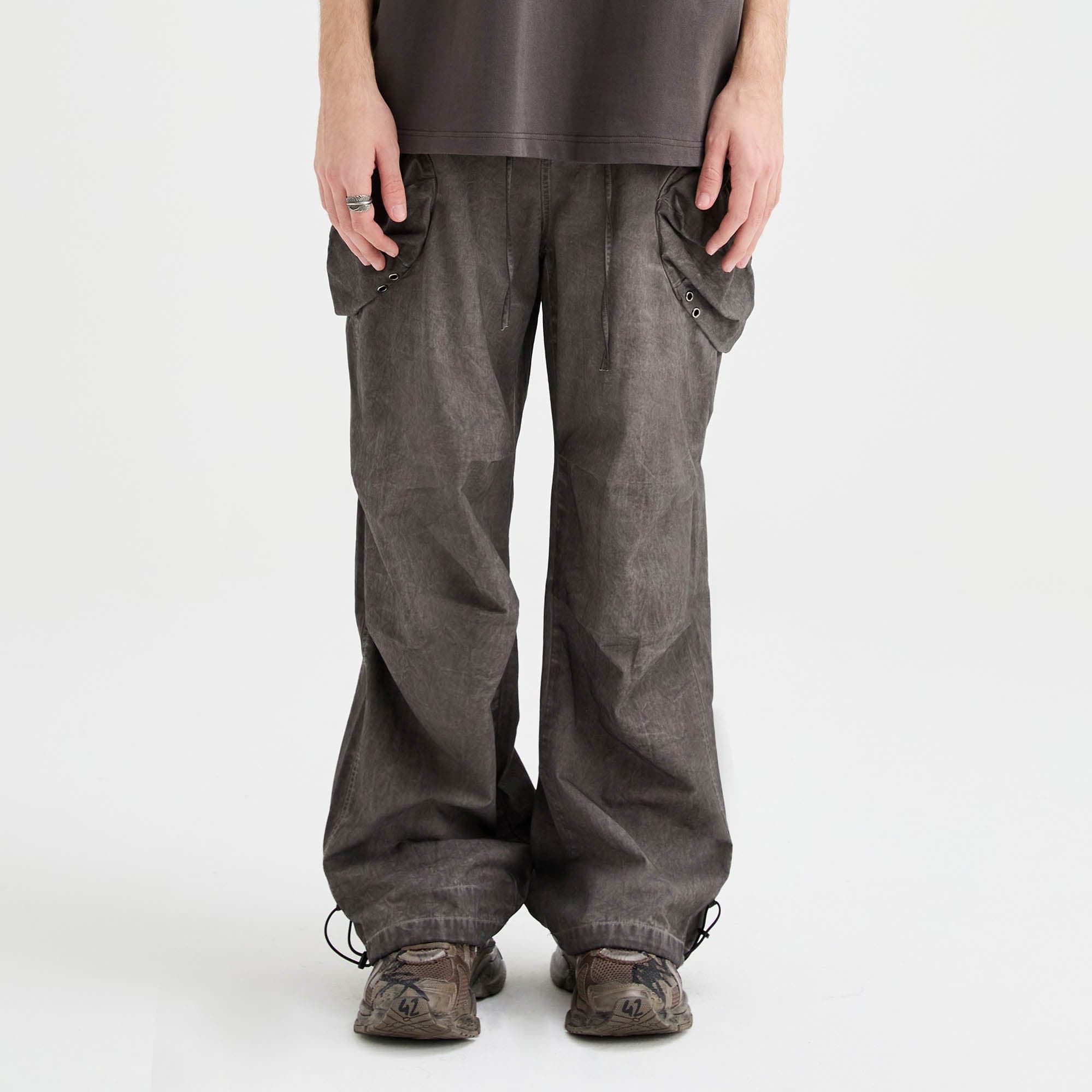 ORGANIC EMOTION Multi-Pocket Crinkled Drawstring Cargo Pants-Pants-XS-Free Shipping Leatheretro