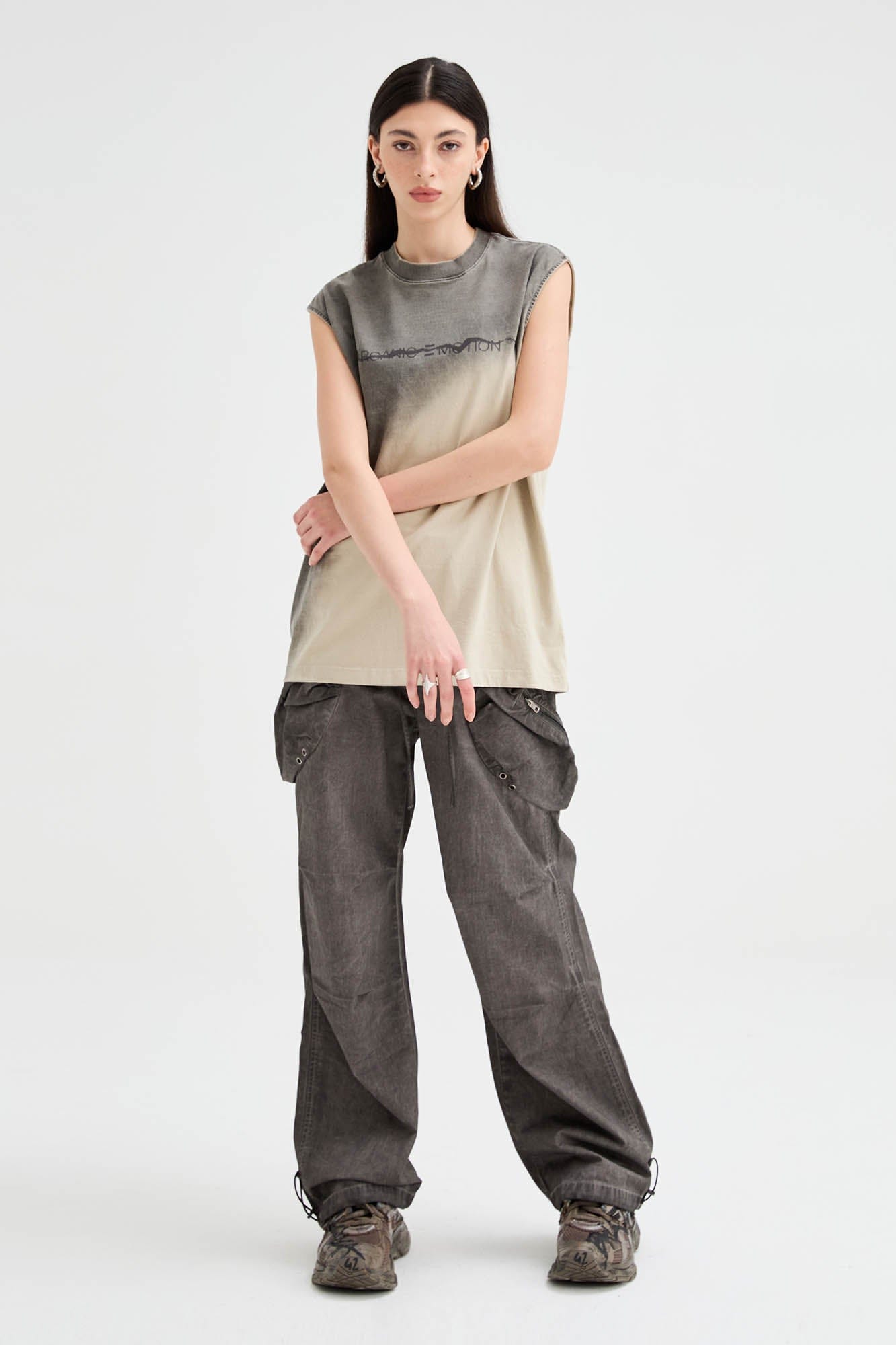 ORGANIC EMOTION Multi-Pocket Crinkled Drawstring Cargo Pants-Pants-XS-Free Shipping Leatheretro