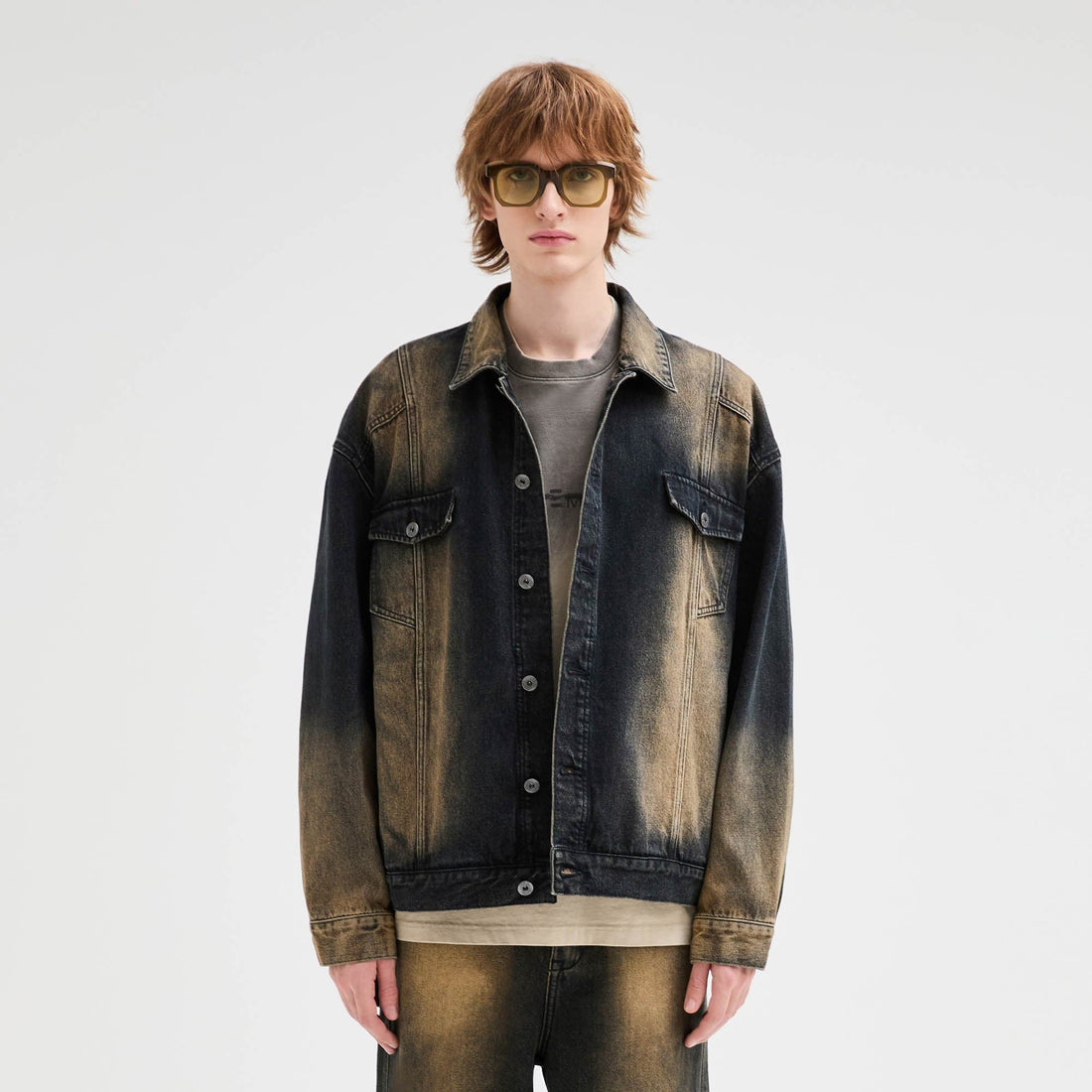 ORGANIC EMOTION Faded Spliced Pocket Denim Jacket-Jacket-XS-Free Shipping Leatheretro
